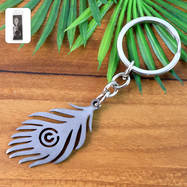 Peacock Feather Metal Keychain
