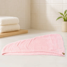 Soft Microfiber Hair Drying Towel Wrap with Cute Teddy Bear Button (1 Pc)